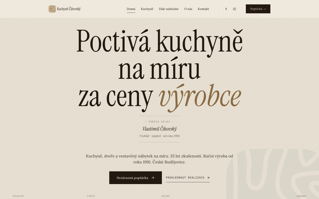 Náhled webu Kuchyně Čihovský